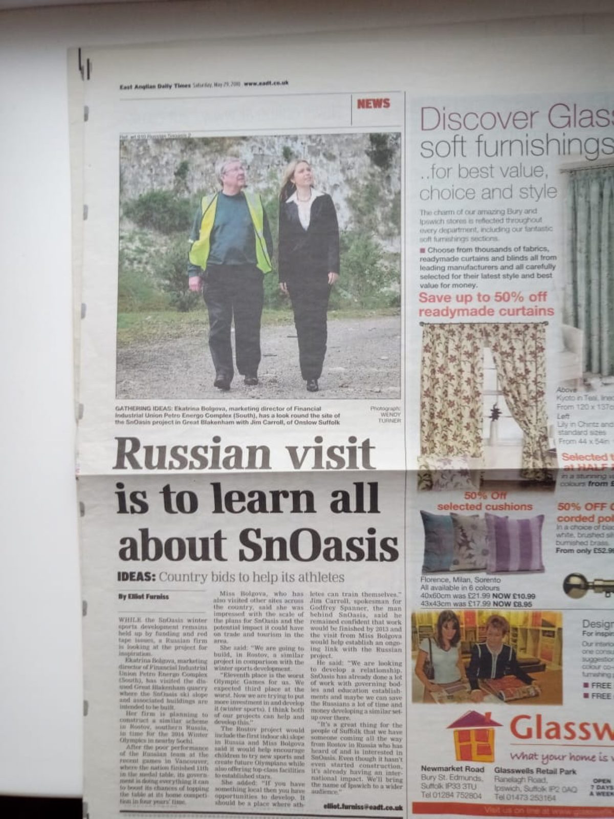 East Anglian Daily Times: «Russian visit is to learn all about SnOasis»